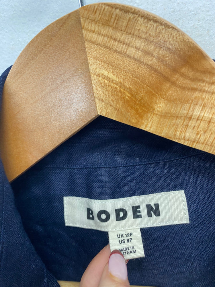 Stunning Boden Shirt UK 12 petite Navy linen CT551