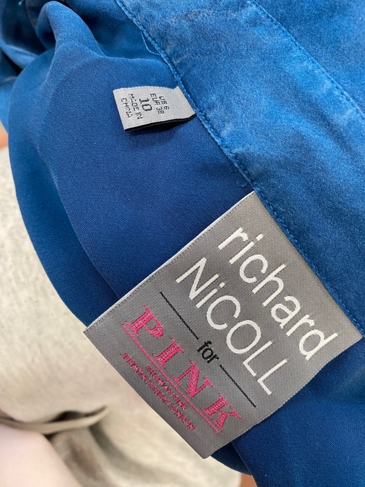 Stunning Richard Nicoll x Thomas pink silk Shirt UK 10 Navy CT551