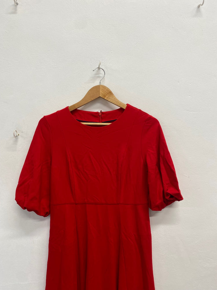 Stunning Boden Midi Dress UK 12 petite Red smock CT551