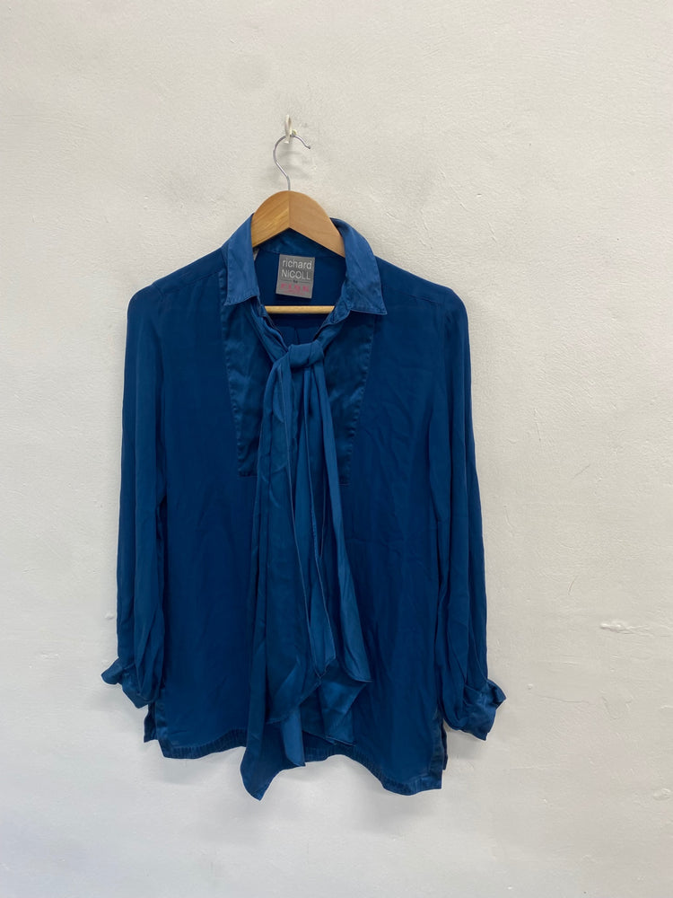 Stunning Richard Nicoll x Thomas pink silk Shirt UK 10 Navy CT551