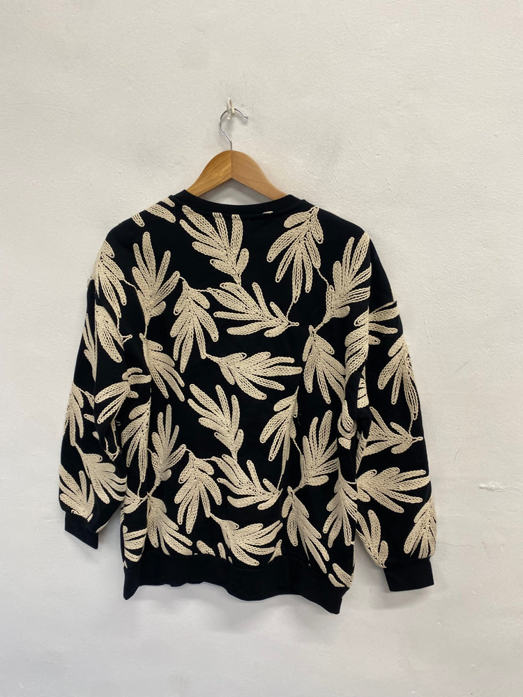 Stunning Savida Sweater UK 12 Black beige broderie CT551