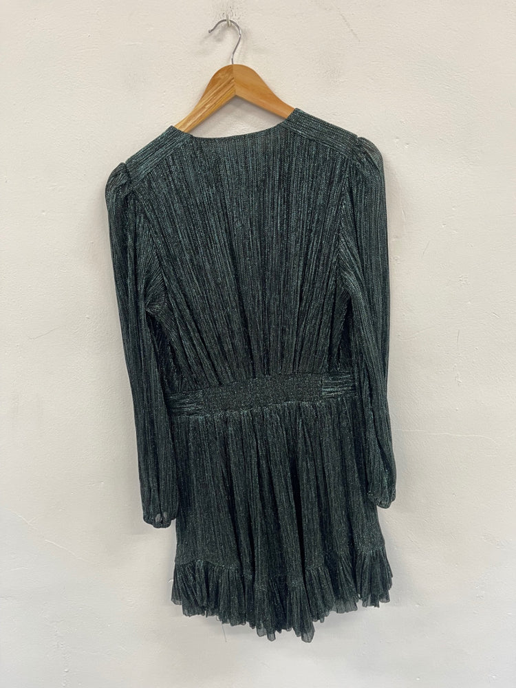 Stunning Forever New tiered party Dress UK14 Metallic Green CT551