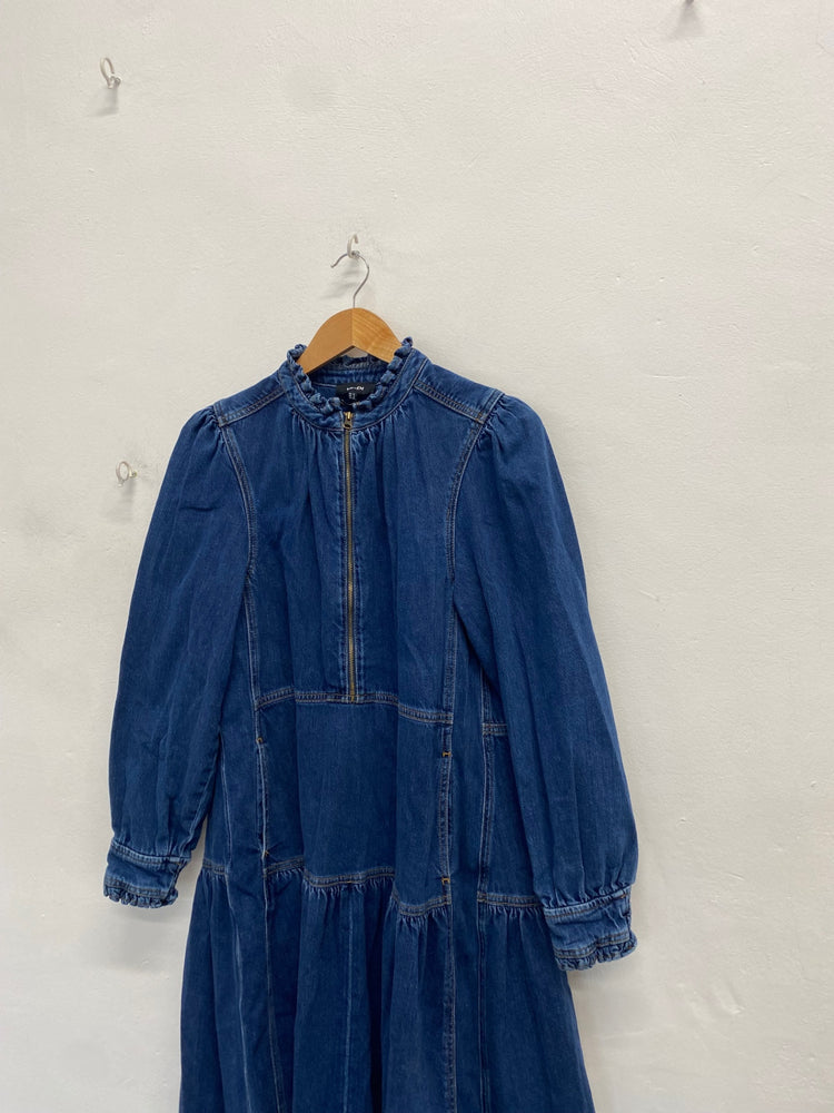 Stunning Me+em denim zip Midi Dress UK 12 Blue CT551