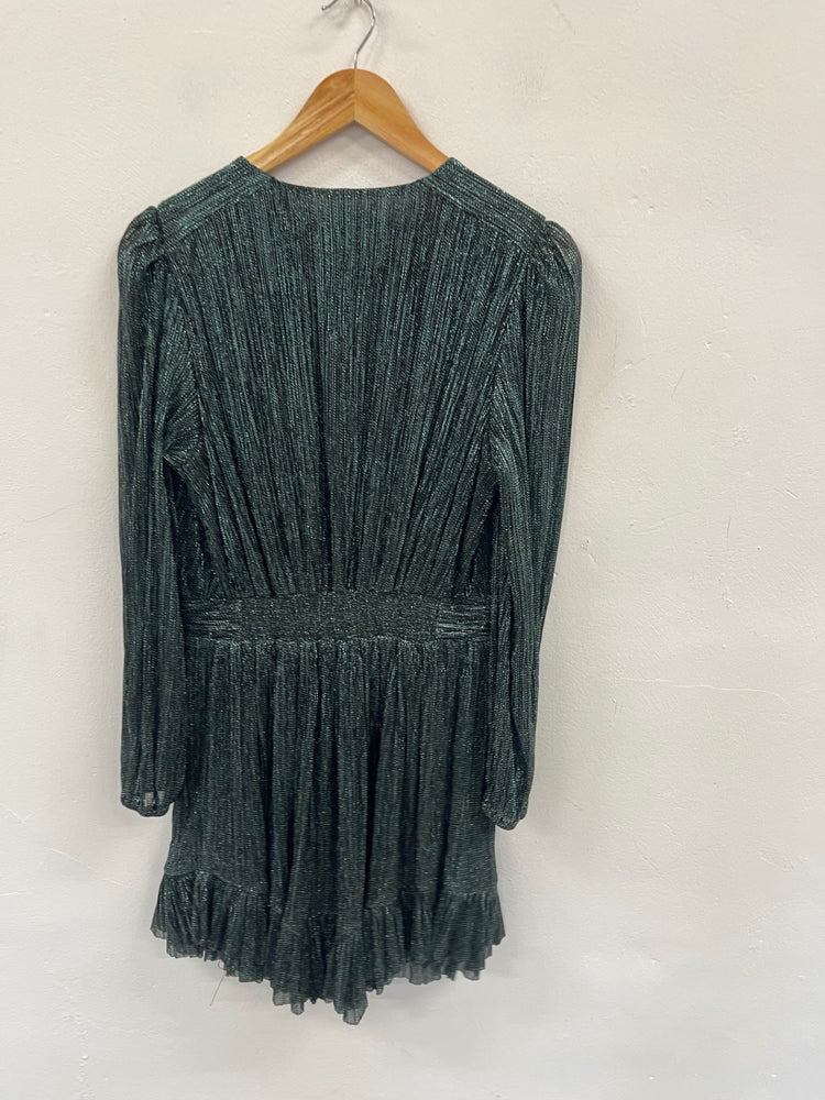 Stunning Forever New tiered party Dress UK14 Metallic Green CT551