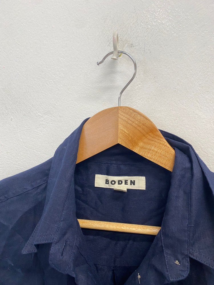 Stunning Boden Shirt UK 12 petite Navy linen CT551