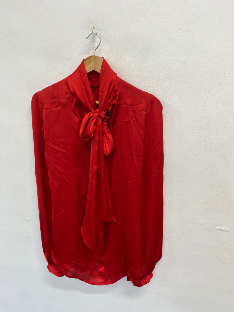 Stunning Totty rocks Blouse UK 8 Red satin bow CT551