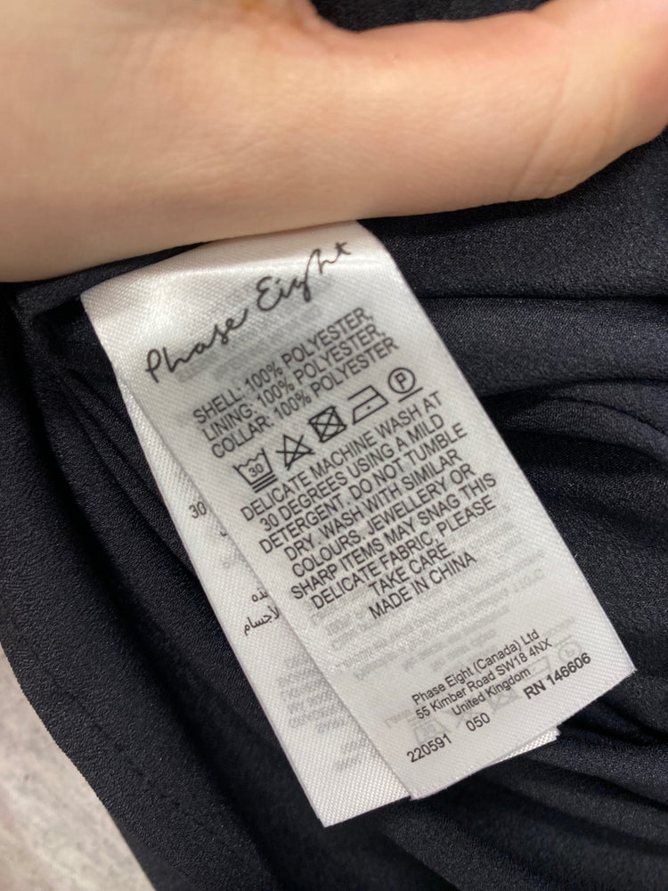 Stunning Phase Eight Midi Dress Uk 10 Black collar pleated CT551