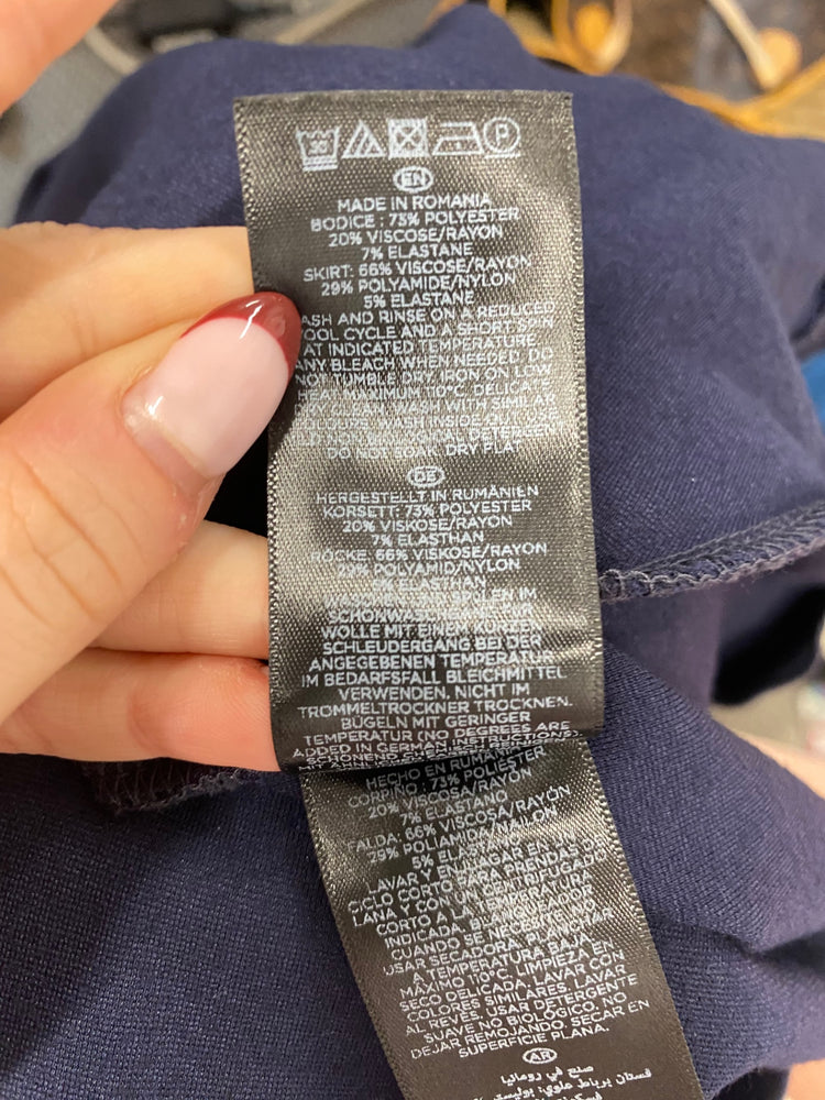 Stunning Hobbs Midi Dress Uk 10 Navy striped CT551