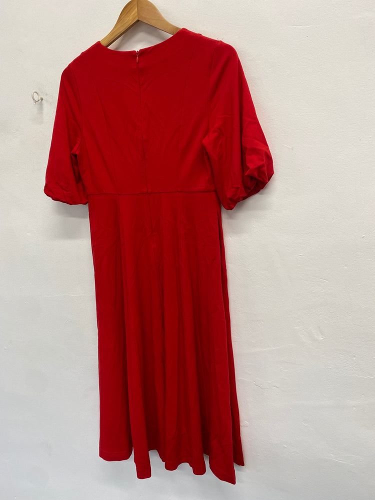 Stunning Boden Midi Dress UK 12 petite Red smock CT551