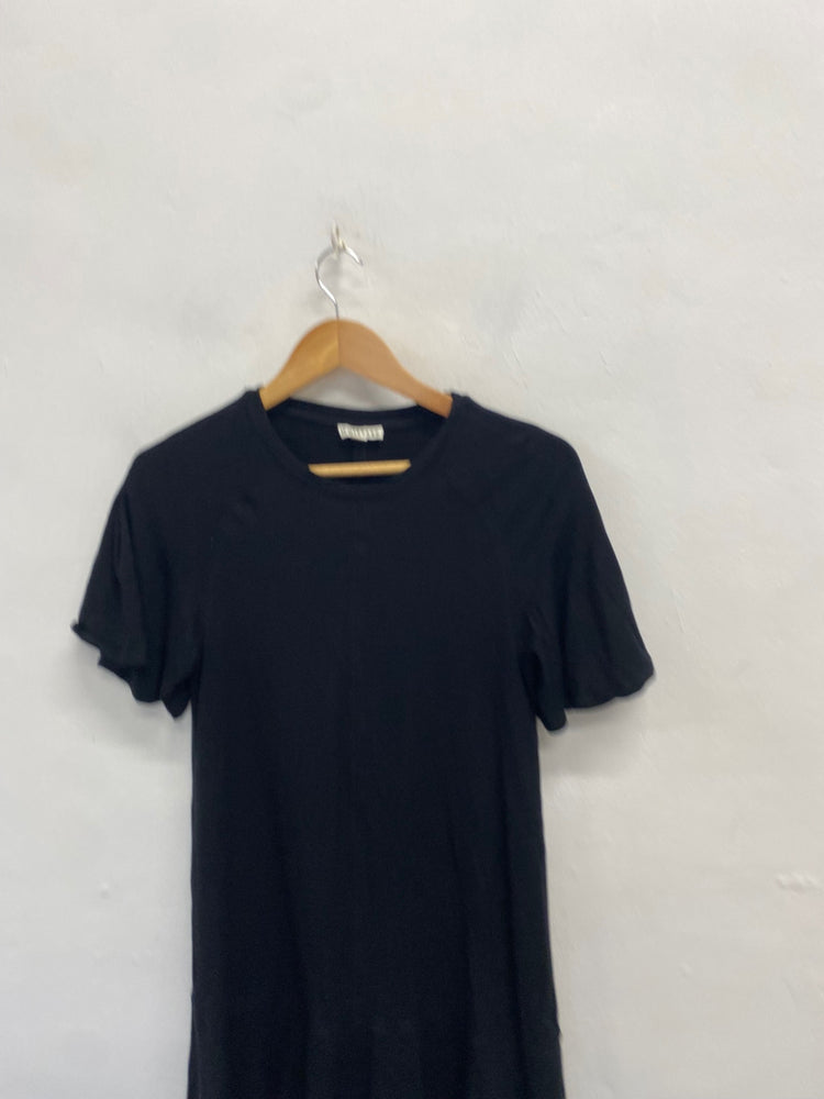 Stunning Whistles Midi tshirt Dress UK 14 Black frill hem CT551