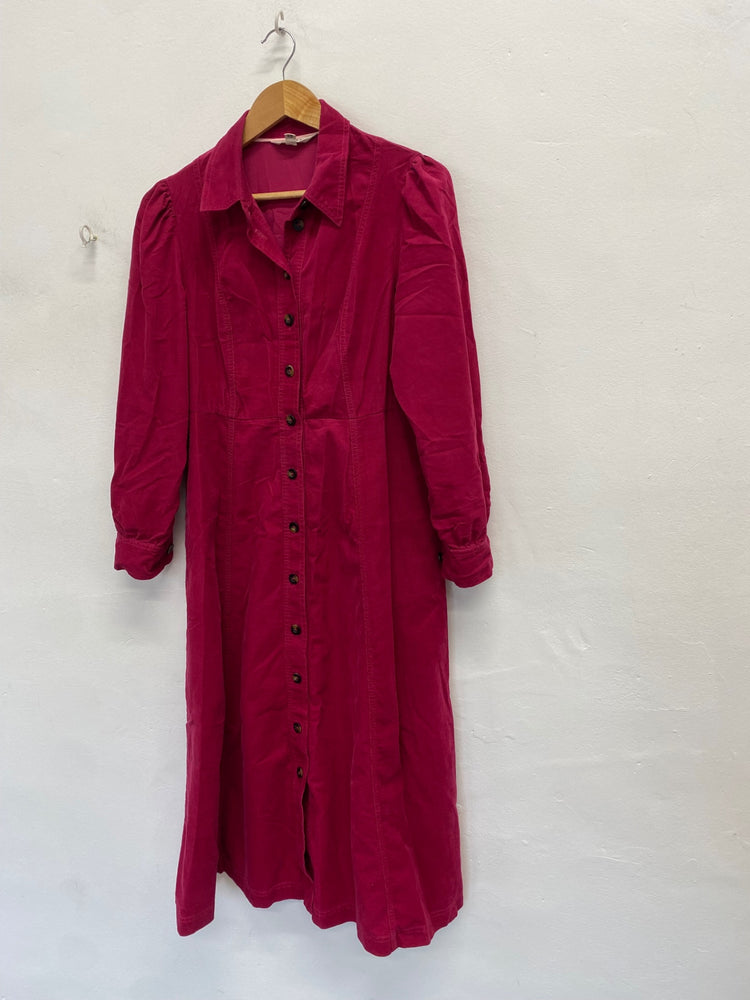 Stunning Boden Midi Dress UK 12 petite Pink cord ribbed CT551