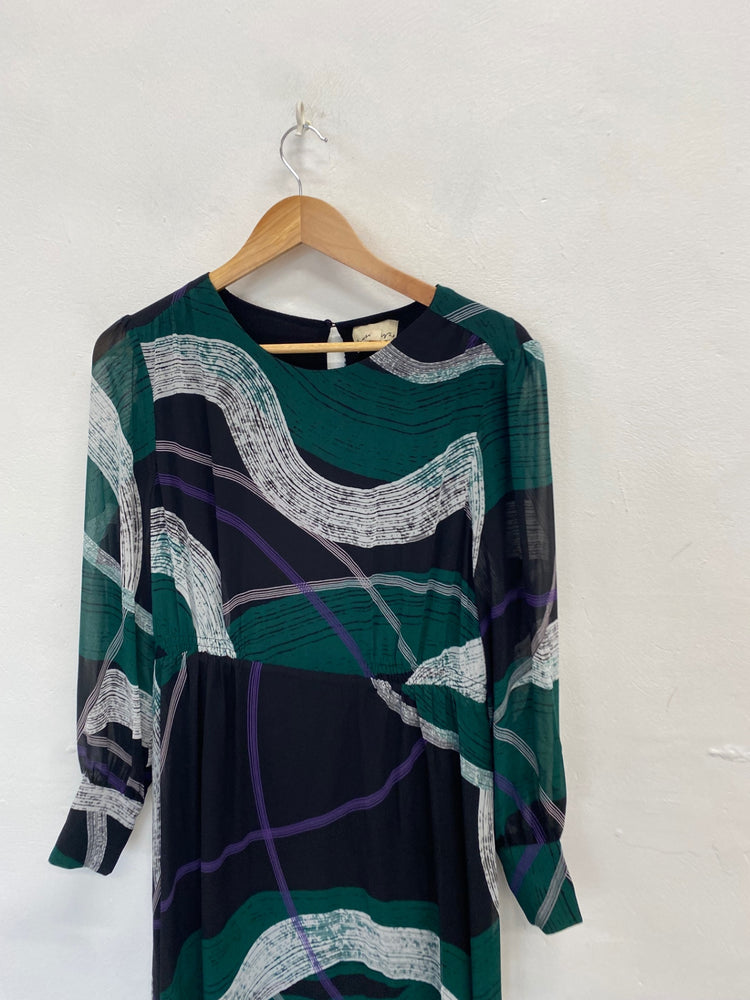 Stunning Phase Eight Midi Dress UK 12 Green abstract dress ct551