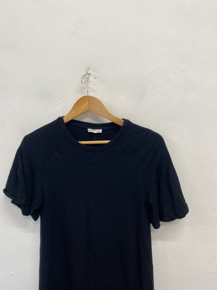 Stunning Whistles Midi tshirt Dress UK 14 Black frill hem CT551