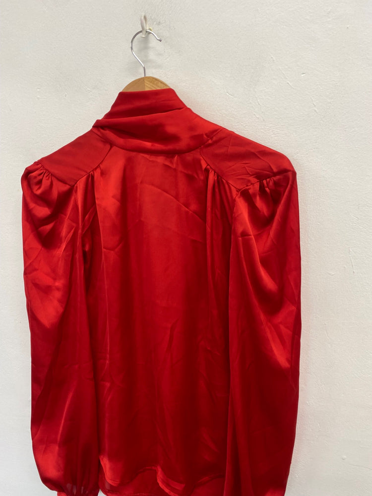 Stunning Totty rocks Blouse UK 8 Red satin bow CT551