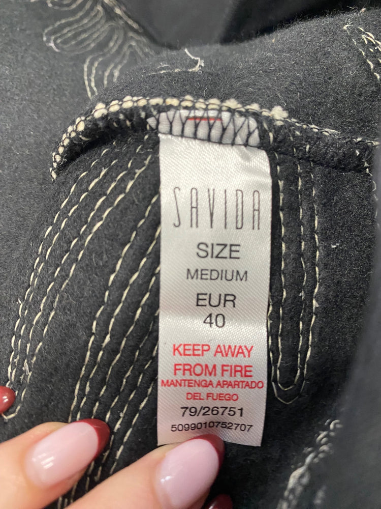 Stunning Savida Sweater UK 12 Black beige broderie CT551