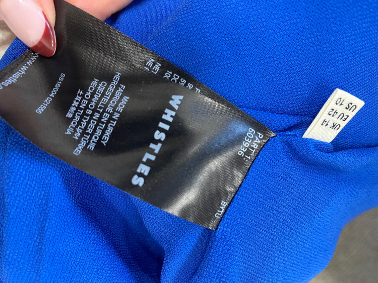 Stunning Whistles Midi Dress formal UK 14 Blue CT551