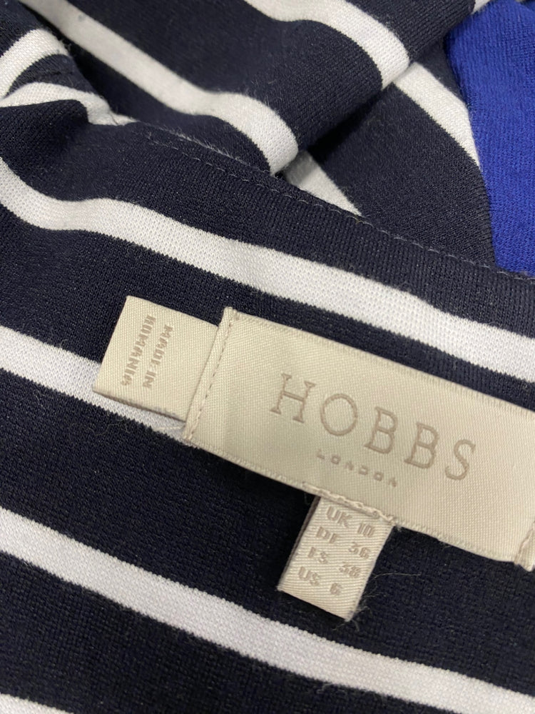 Stunning Hobbs Midi Dress Uk 10 Navy striped CT551