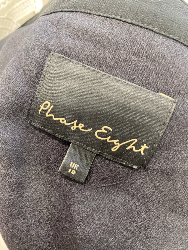 Stunning Phase Eight Midi Dress Uk 10 Black collar pleated CT551