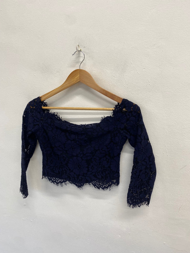 Stunning Coast Crop top UK 8 Navy lace forms CT551