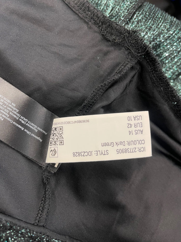 Stunning Forever New tiered party Dress UK14 Metallic Green CT551