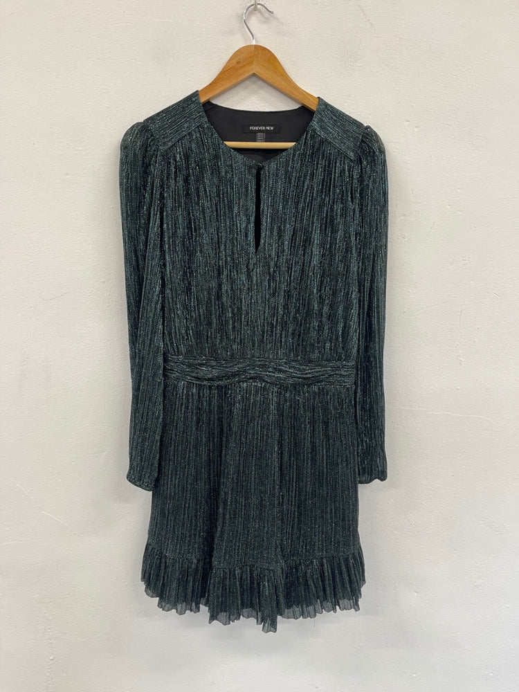 Stunning Forever New tiered party Dress UK14 Metallic Green CT551