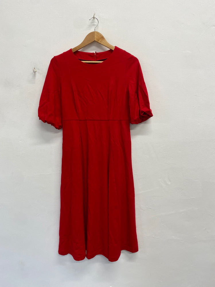 Stunning Boden Midi Dress UK 12 petite Red smock CT551