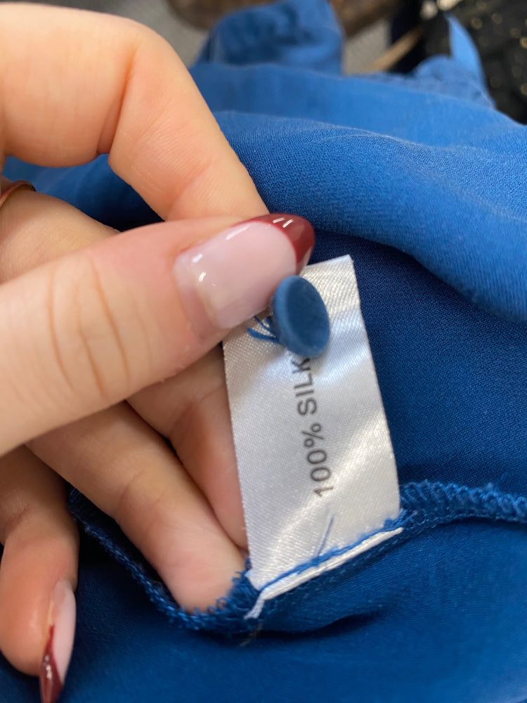 Stunning Richard Nicoll x Thomas pink silk Shirt UK 10 Navy CT551