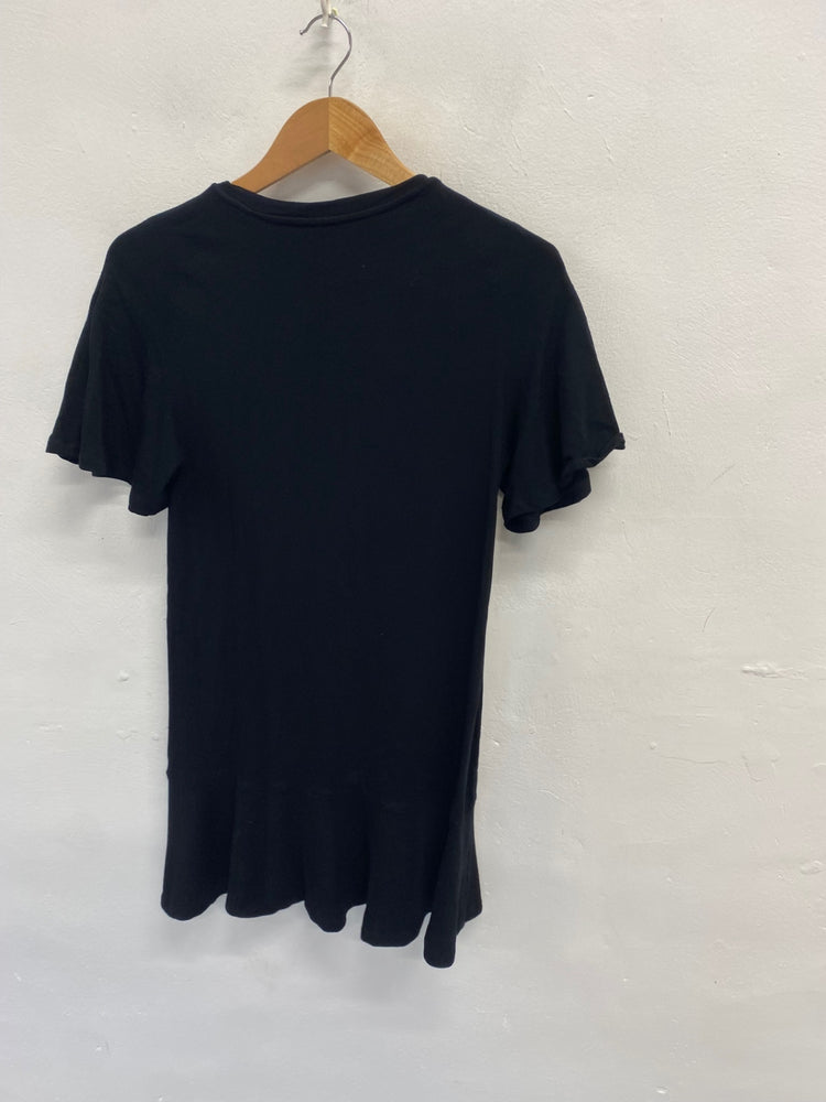 Stunning Whistles Midi tshirt Dress UK 14 Black frill hem CT551