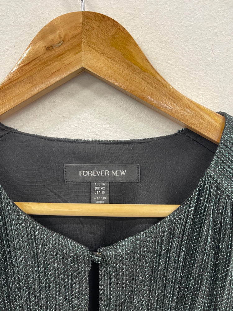 Stunning Forever New tiered party Dress UK14 Metallic Green CT551