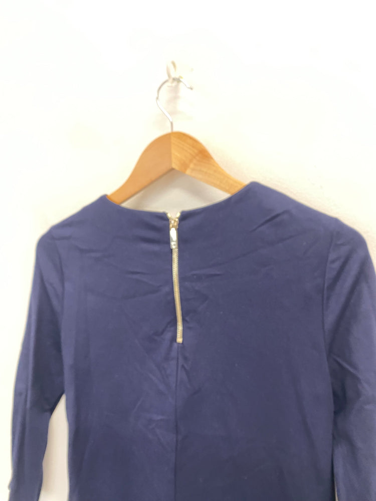 Stunning Ted Baker Midi Dress leather formal Uk 10 Navy black CT551