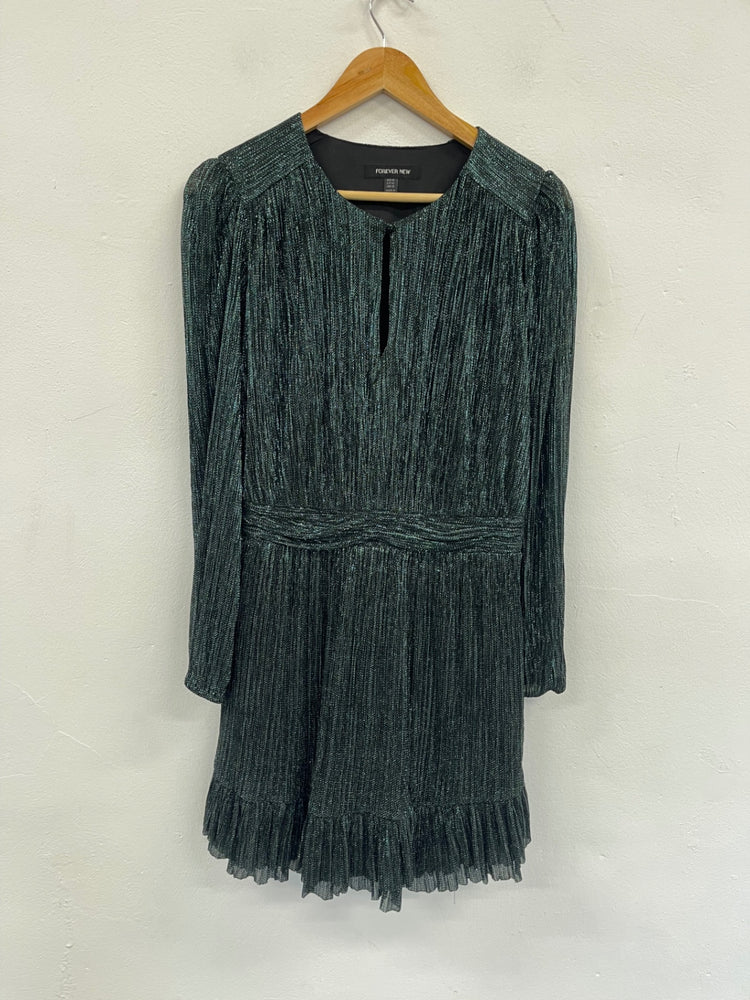 Stunning Forever New tiered party Dress UK14 Metallic Green CT551