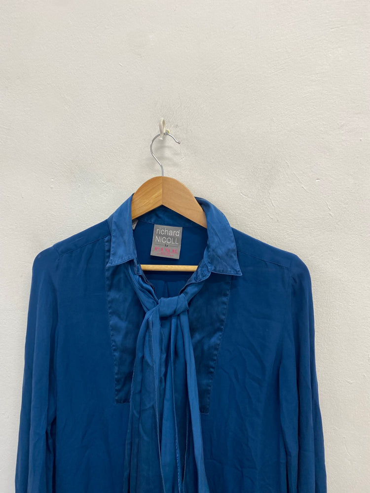 Stunning Richard Nicoll x Thomas pink silk Shirt UK 10 Navy CT551