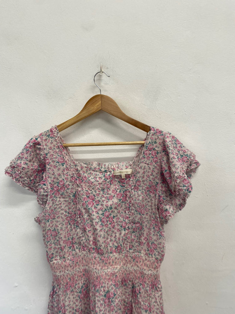 Stunning Love shack fancy Mini dress UK 12 Pink Floral Print AC002