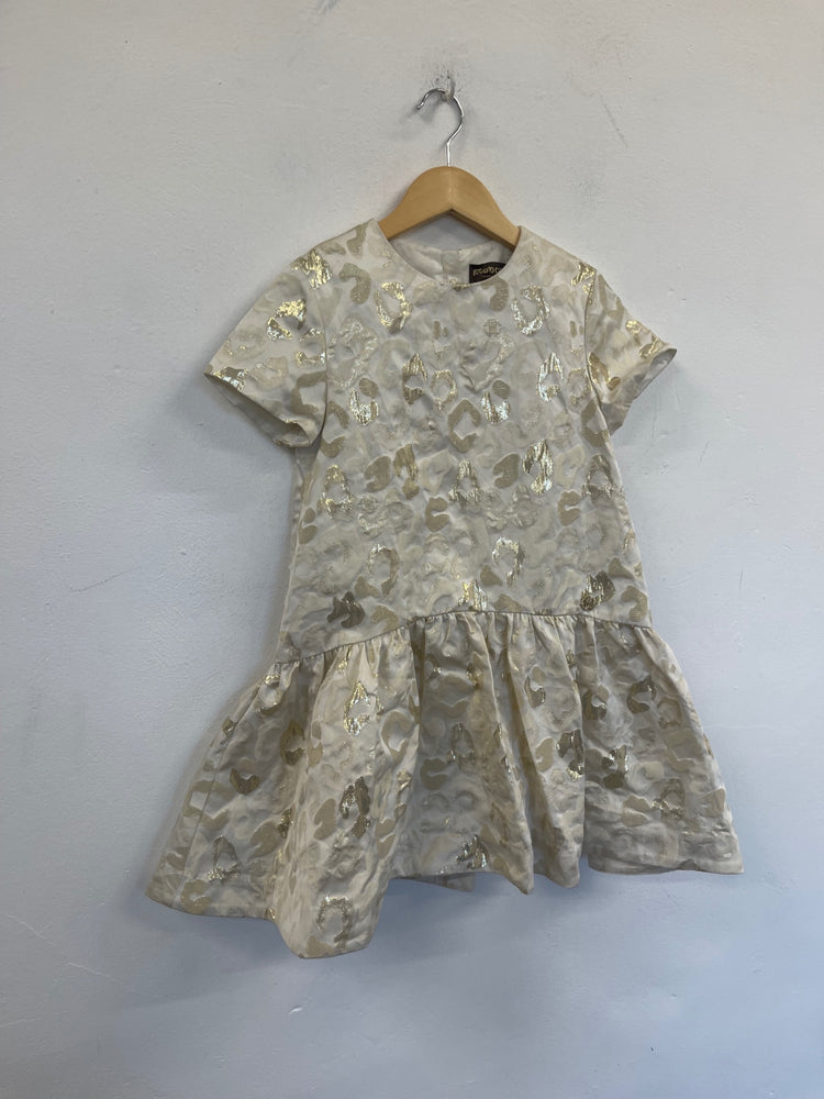 Stunning roberto cavalli metallic Party Dress Age 8-10 Cream splodge BB001