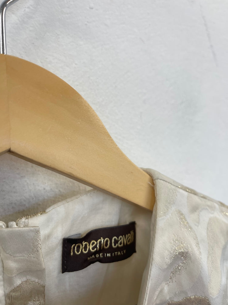 Stunning roberto cavalli metallic Party Dress Age 8-10 Cream splodge BB001