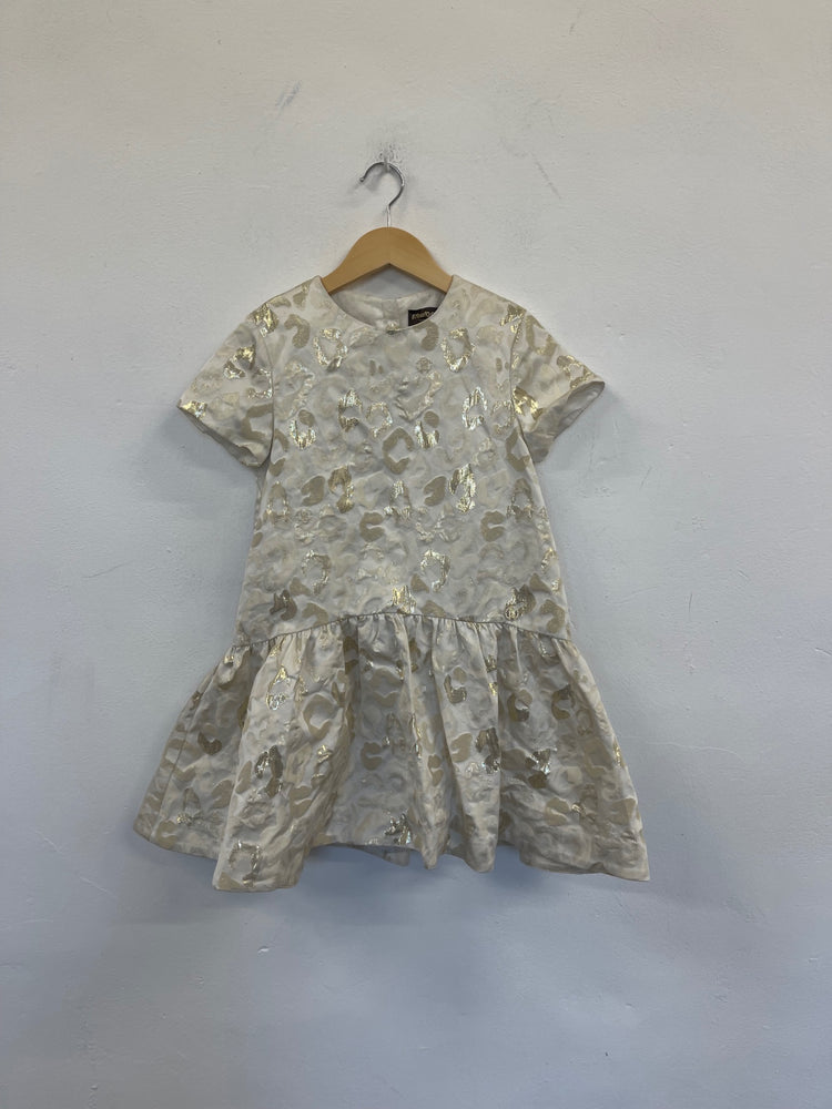 Stunning roberto cavalli metallic Party Dress Age 8-10 Cream splodge BB001