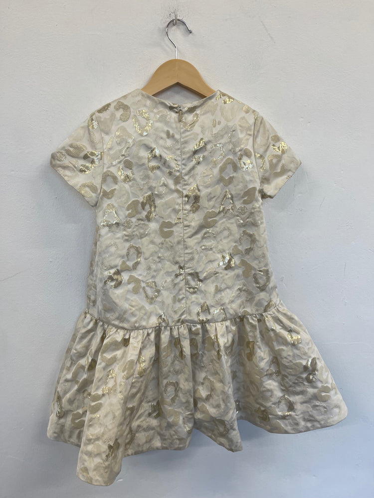 Stunning roberto cavalli metallic Party Dress Age 8-10 Cream splodge BB001