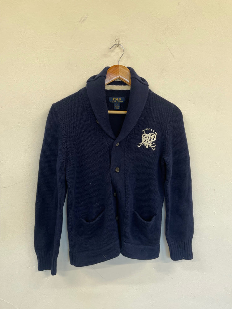 Stunning Polo Ralph Lauren Cardigan Sweater Age 10-12 Navy Blue Classic BB001