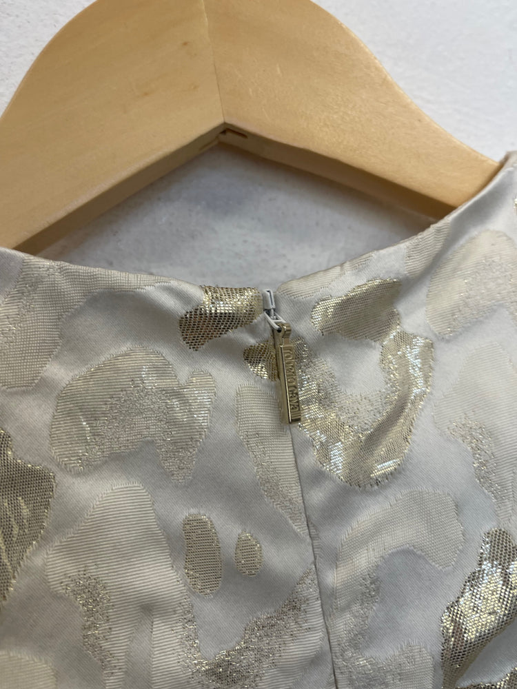 Stunning roberto cavalli metallic Party Dress Age 8-10 Cream splodge BB001