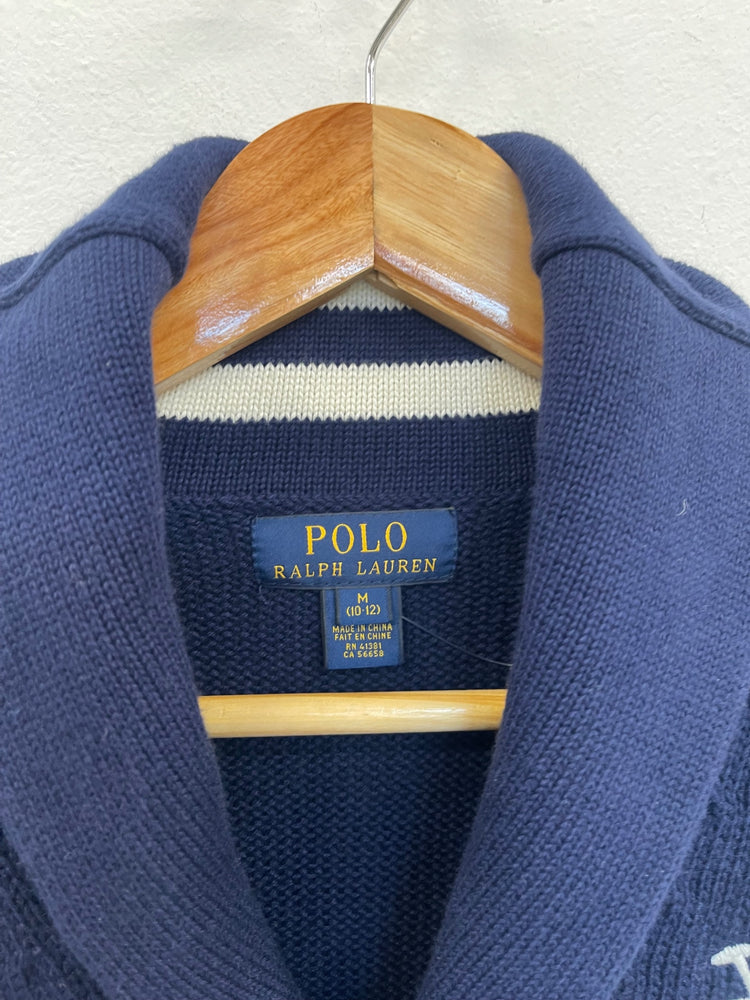 Stunning Polo Ralph Lauren Cardigan Sweater Age 10-12 Navy Blue Classic BB001