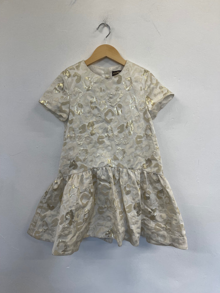Stunning roberto cavalli metallic Party Dress Age 8-10 Cream splodge BB001