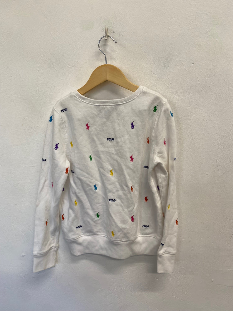 Stunning girls Polo Ralph Lauren Sweater Age 8-10 White multicolor BB001