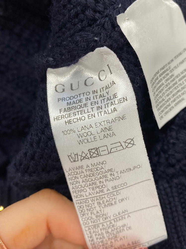 Classic boys kids Gucci knit wool Cardigan Age 10 Navy BB001