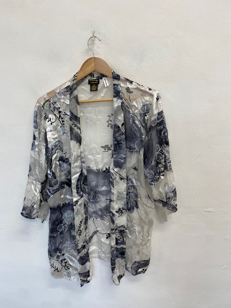 Stunning Dream keeper collection Kimono silk UK 12 Black silver sequin FB552