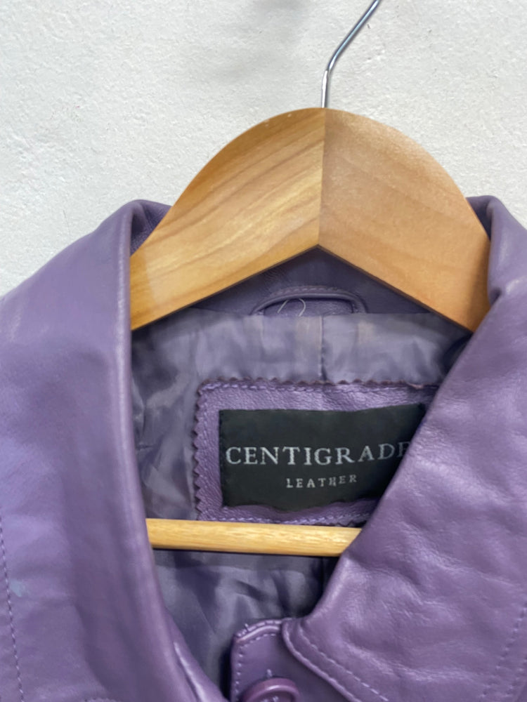 Stunning CENTIGRADE Leather Jacket UK 14 Purple FB552