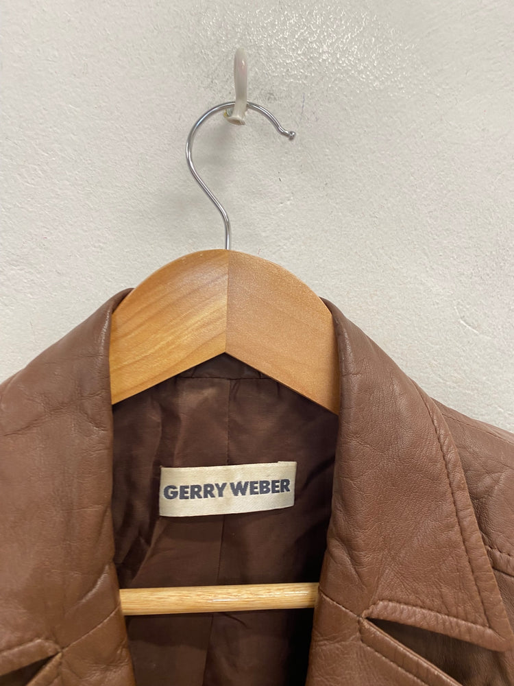 Stunning Gerry Weber Leather Jacket UK 16 Brown FB552
