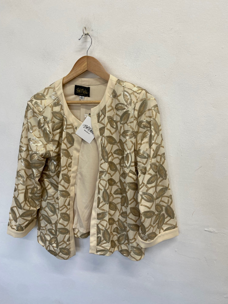 Stunning Bob Mackie Kimono UK 12 Cream gold sequin FB552