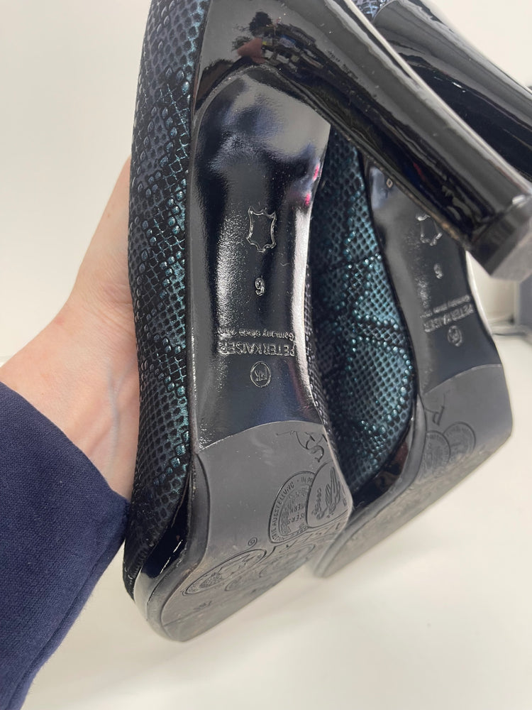 Stunning Peter Kaiser snakeskin court heels Uk6 Dark blue FB552