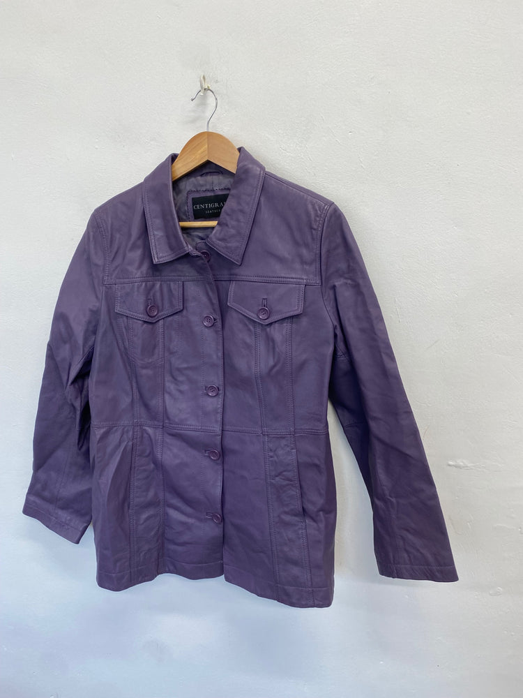 Stunning CENTIGRADE Leather Jacket UK 14 Purple FB552