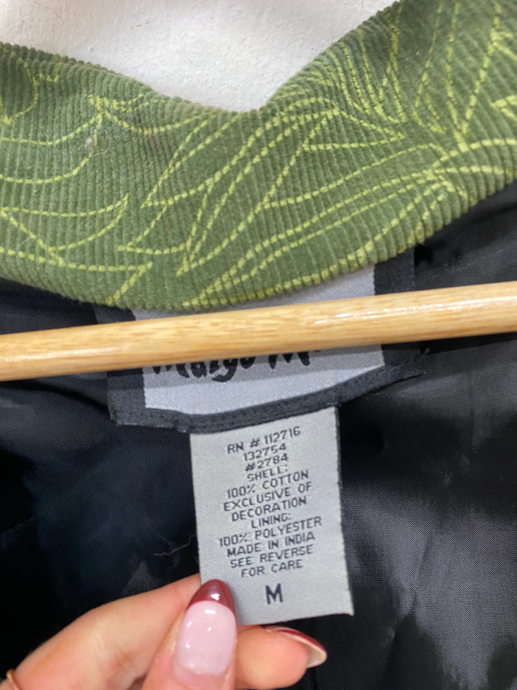 Stunning Indigo Moon Blazer jacket UK 14 Khaki floral embroidered cord FB552